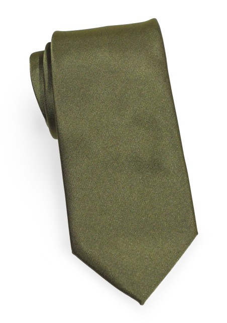 Solid Kids Length Tie in Rich Olive Green