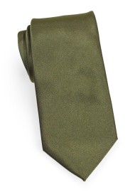 Solid Kids Length Tie in Rich Olive Green