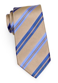 Striped Tie in Taupe and Blue