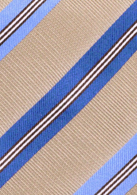 Striped Tie in Taupe and Blue
