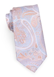 Pastel Colored Paisley Tie in Blue and Orange