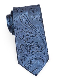 Steel Blue and Black Paisley Tie