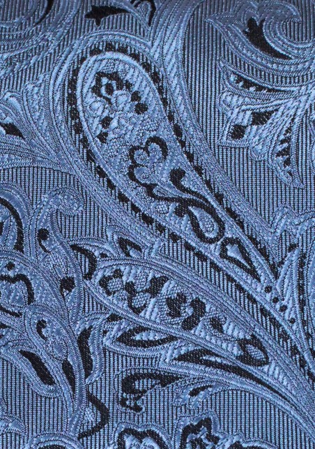 Steel Blue and Black Paisley Tie
