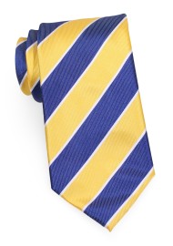 Golden Yellow and Navy Stripes | Navy Blue and Golden Yellow Striped Regimental Tie