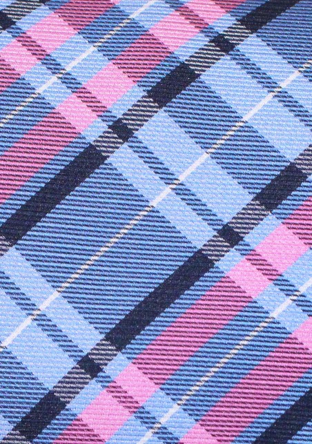 Blue and Pink Tartan Tie | Checkered Tie in Light Blue and Pink