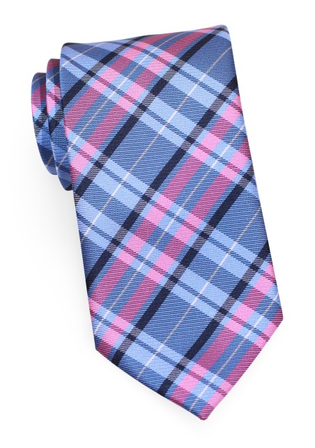 Blue and Pink Tartan Plaid Kids Tie - Kids Neckties