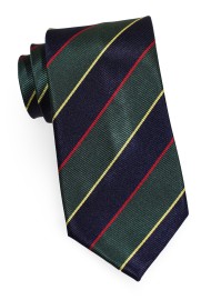 Hunter and Navy Striped Regimental Necktie