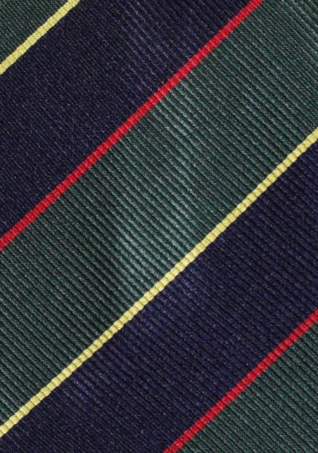Hunter and Navy Striped Regimental Necktie