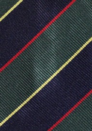 Hunter and Navy Striped Regimental Necktie