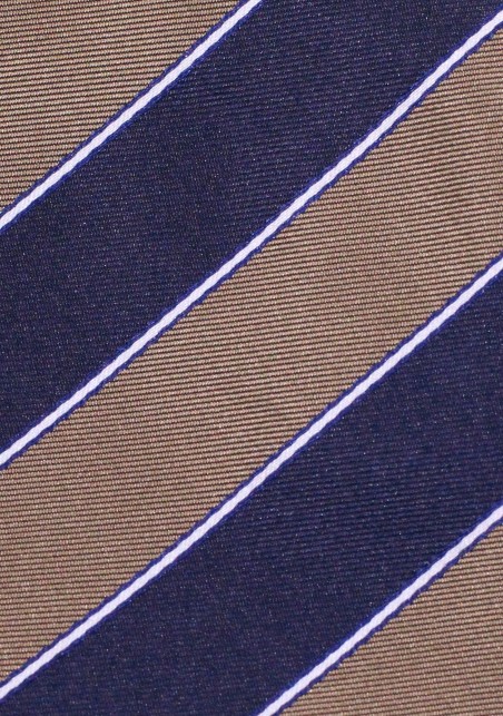 Tan and Navy Striped Mens Tie
