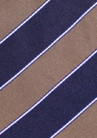 Tan and Navy Striped Mens Tie