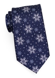 Winter Tie in Navy with Snowflakes