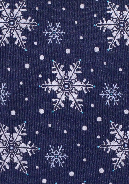 Winter Tie in Navy with Snowflakes