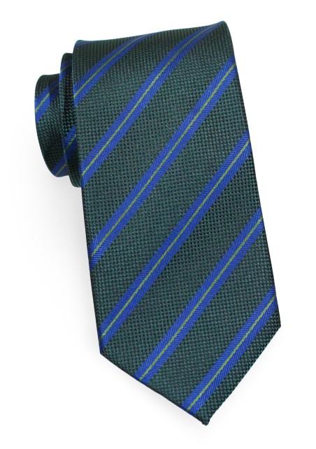 Modern Striped Tie in Hunter Green