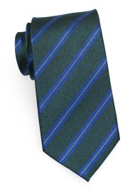 Modern Striped Tie in Hunter Green