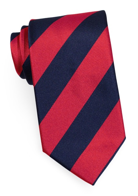 Traditional Red and Navy Repp Stripe Tie for Kids
