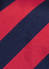 Red and Navy Repp Stripe Tie in XL Length