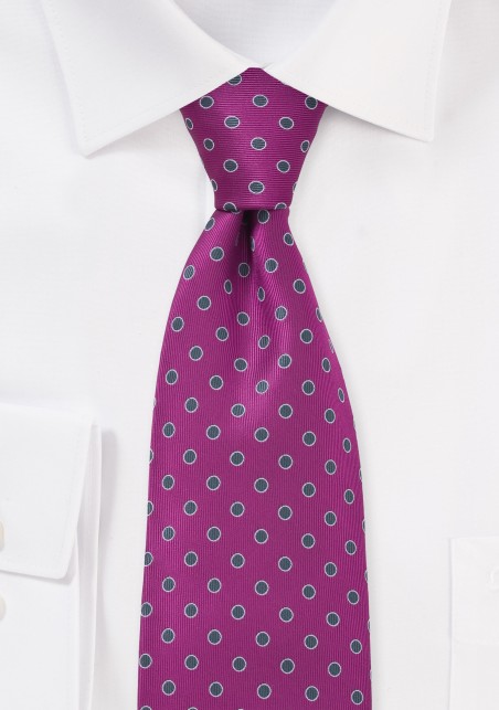 Silver and Hot Pink Dotted Tie