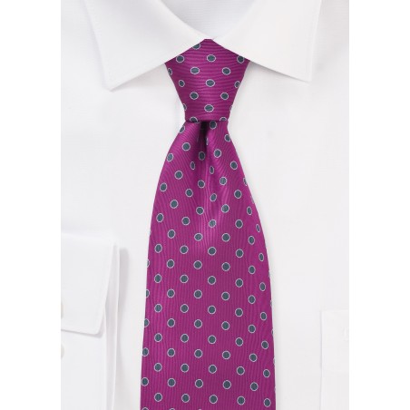 Silver and Hot Pink Dotted Tie