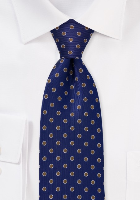 Blue and Copper Polka Dot Tie
