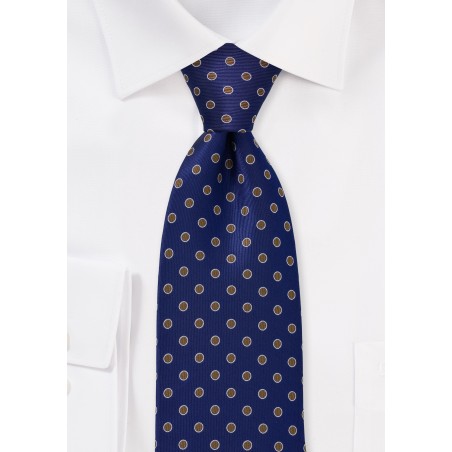 Blue and Copper Polka Dot Tie