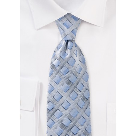 Blue and Silver Diamond Tie