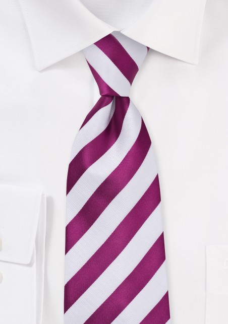 Dark Pink and White Striped Tie