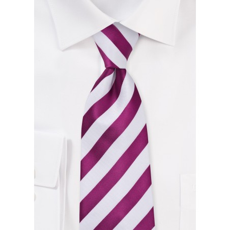 Dark Pink and White Striped Tie