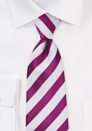 Dark Pink and White Striped Tie