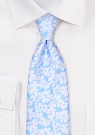 Hibiscus Floral Tie in Light Blue White