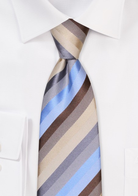 Striped Tie in Natural Earthtones