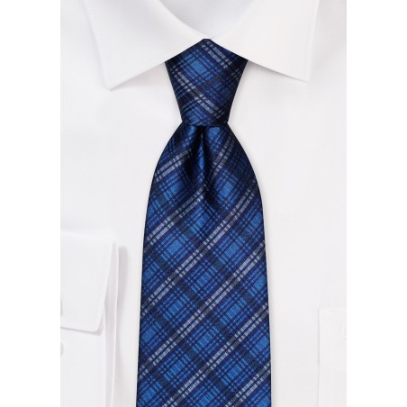 Modern Plaid Tie in Blues