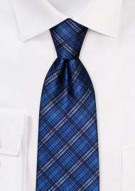 Modern Plaid Tie in Blues