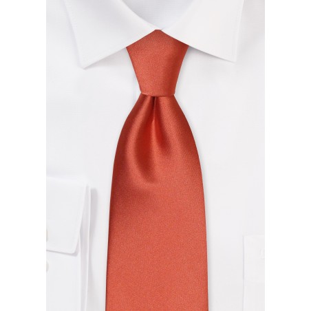 Rust Color Mens Tie | Solid Satin Mens Tie in Rust Brownish Red