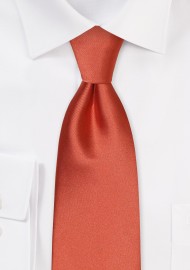 Rust Color Mens Tie | Solid Satin Mens Tie in Rust Brownish Red