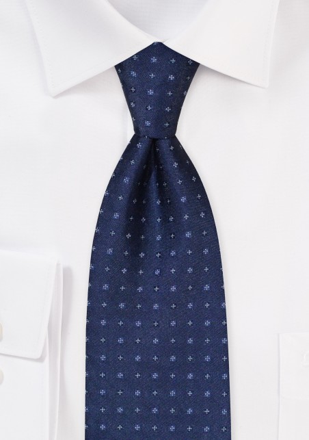 Embroidered Navy Blue Tie