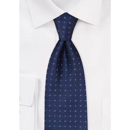 Embroidered Navy Blue Tie