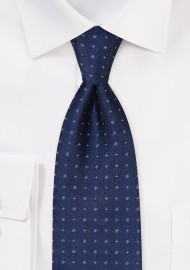 Embroidered Navy Blue Tie