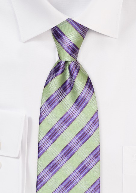 Contemporary Plaid Tie in Green