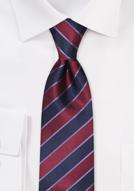 Red and Blue Striped Narrow Cut Tie