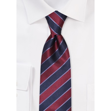 Red and Blue Striped Narrow Cut Tie