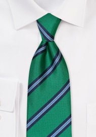 XL Repp Striped Tie | Extra Long Striped Tie in Kelly Green and Navy