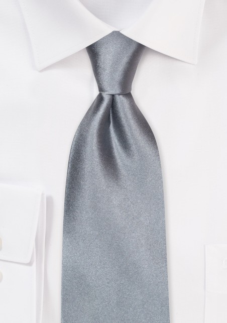 Satin Finish Silk Necktie in Dove