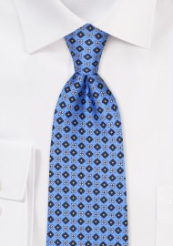 Azure Blue and Yellow Designer Silk Tie