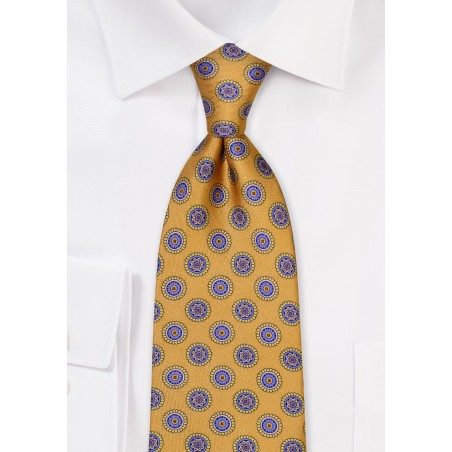 Foulard Print Tie in Antique Gold
