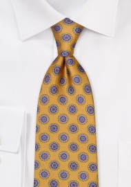Foulard Print Tie in Antique Gold