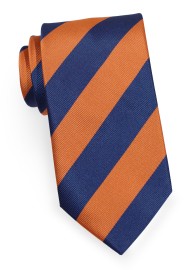 Boys Tie with Textured Stripes in Navy and Orange