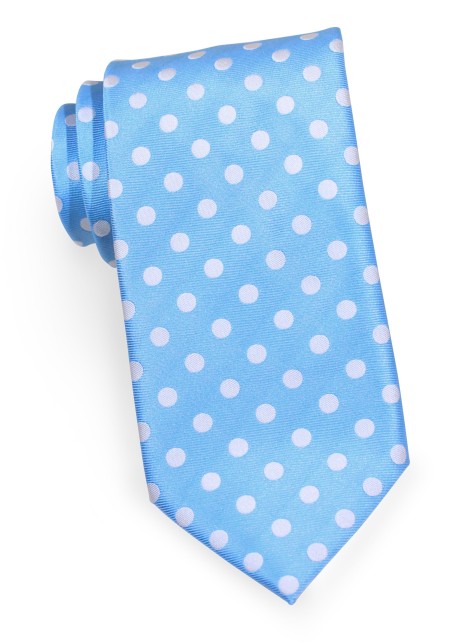 Bright Alaskan Blue Summer Tie with Polka Dots