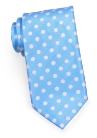 Bright Alaskan Blue Summer Tie with Polka Dots