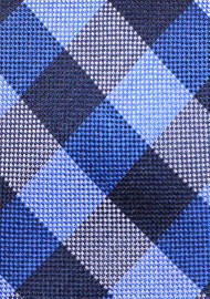 Trendy Blue Gingham Check Silk Tie